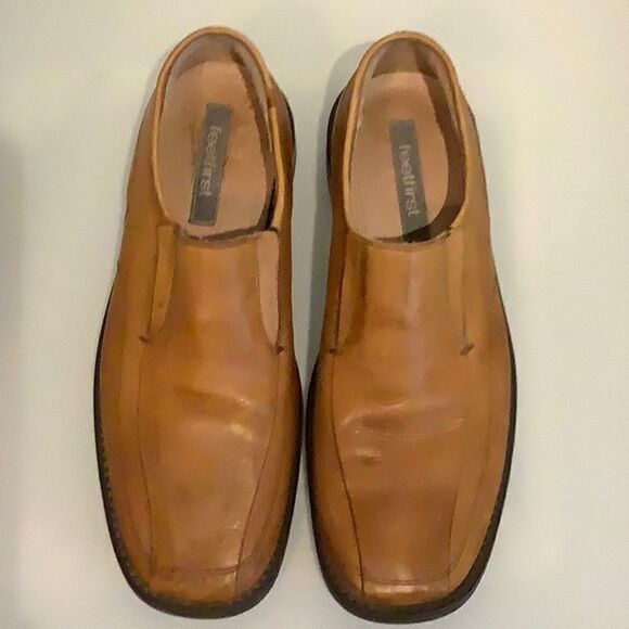 FEETFIRST MENS TAN LEATHER LOAFERS/SLIP ONS MADE IN ITALY SIZE 43 - Picture 3 of 13
